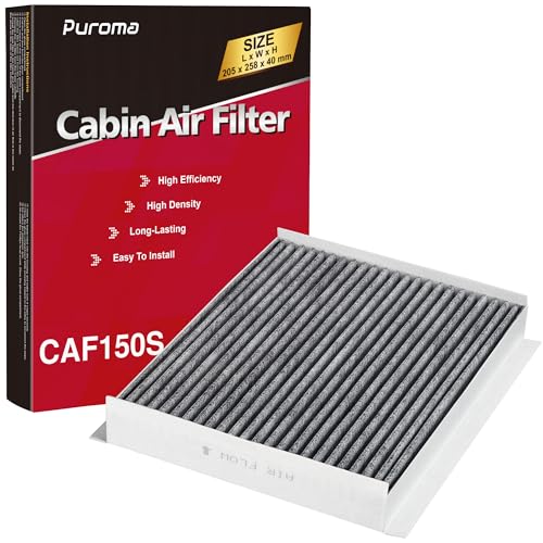 Puroma فلتر هواء المقصورة من بوروما مع طبقة من الفحم النشط بديل لـ CF12150 6081C 12150C1 متوافق مع فورد إكسبيديشن F150 F250 F350 F450 F550 سوبر ديوتي لينكولن نافيجيتور