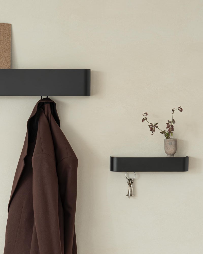 Kazai. Key Holder for Wall 'Tone' | Minimalist Key Hooks Design from Berlin | Modern Key Hanger with Metal Shelf | Key Hook Wall Mounted as Hallway Furniture | Black - Image 3
