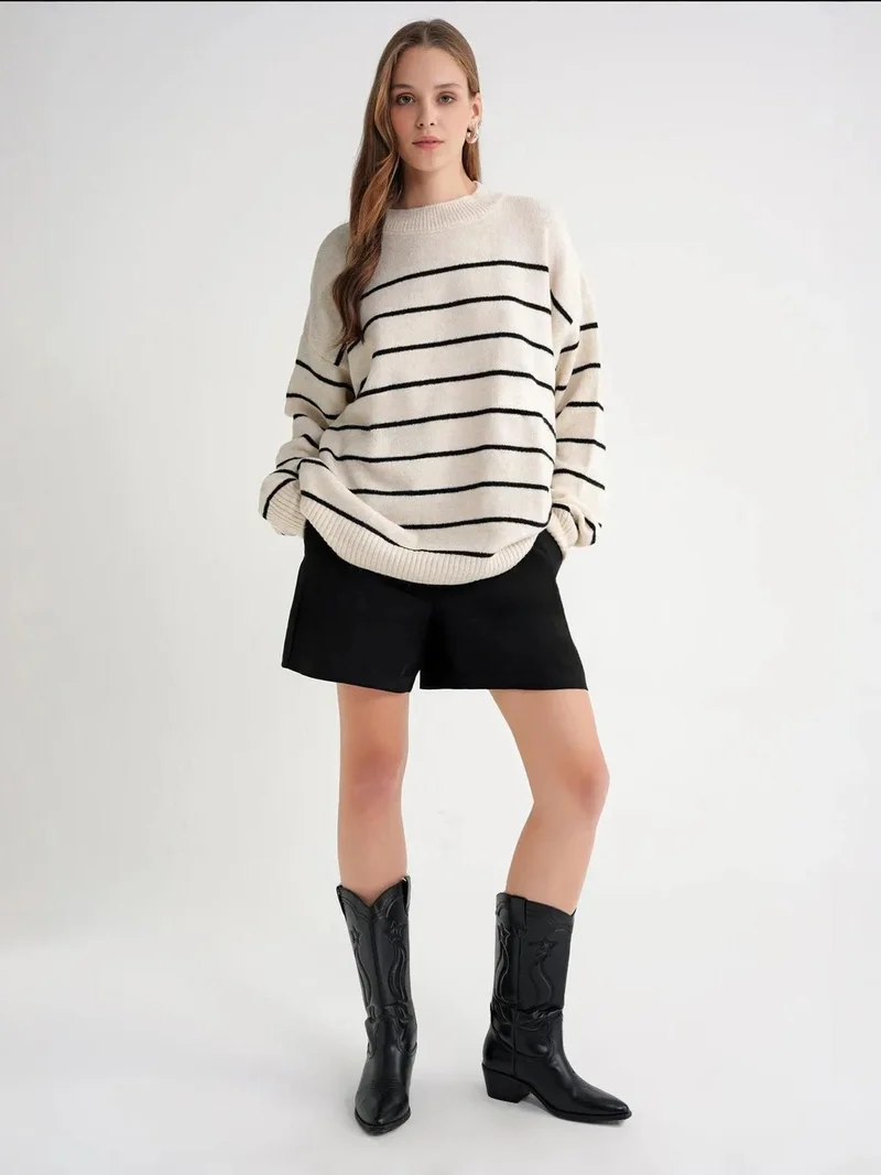 MixRay Mixray Striped Knit Pullover Sweater
