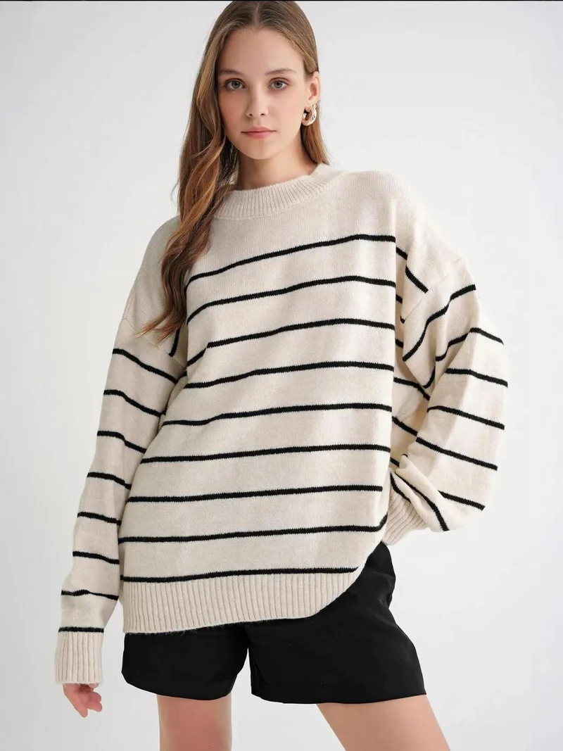 MixRay Mixray Striped Knit Pullover Sweater