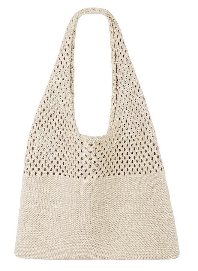 GUSGU Crochet Tote Bag For Women, Crochet Mesh Beach Tote Bag Summer Vacation Aesthetic Boho Knit Bag for Women, Beach Top-handle Tote Bag  - Image 1