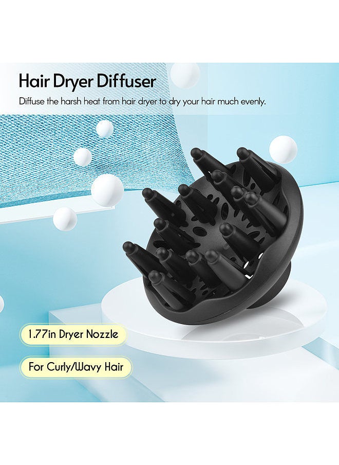 Generic - Universal Hair Dryer Diffuser for Curly Wavy Hair Blow Dryer Attachment for 1.77in Dryer Nozzle Dry Hair Much Evenly, Black - Image 1
