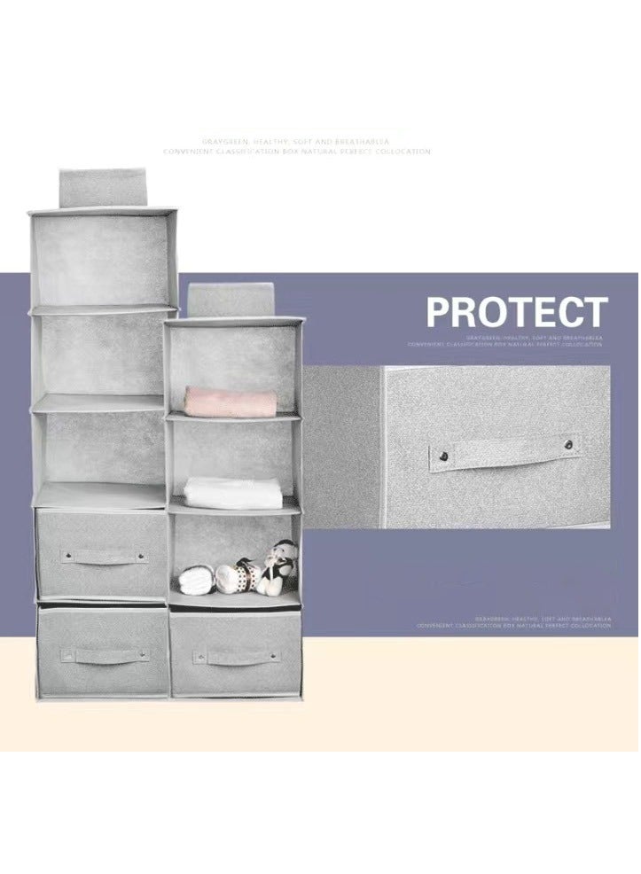 FASHION HOME Hanging Shelf Closet Organizer Storage Box Collapsible Clothes Rack Hanger Accessories 1pc - Image 3