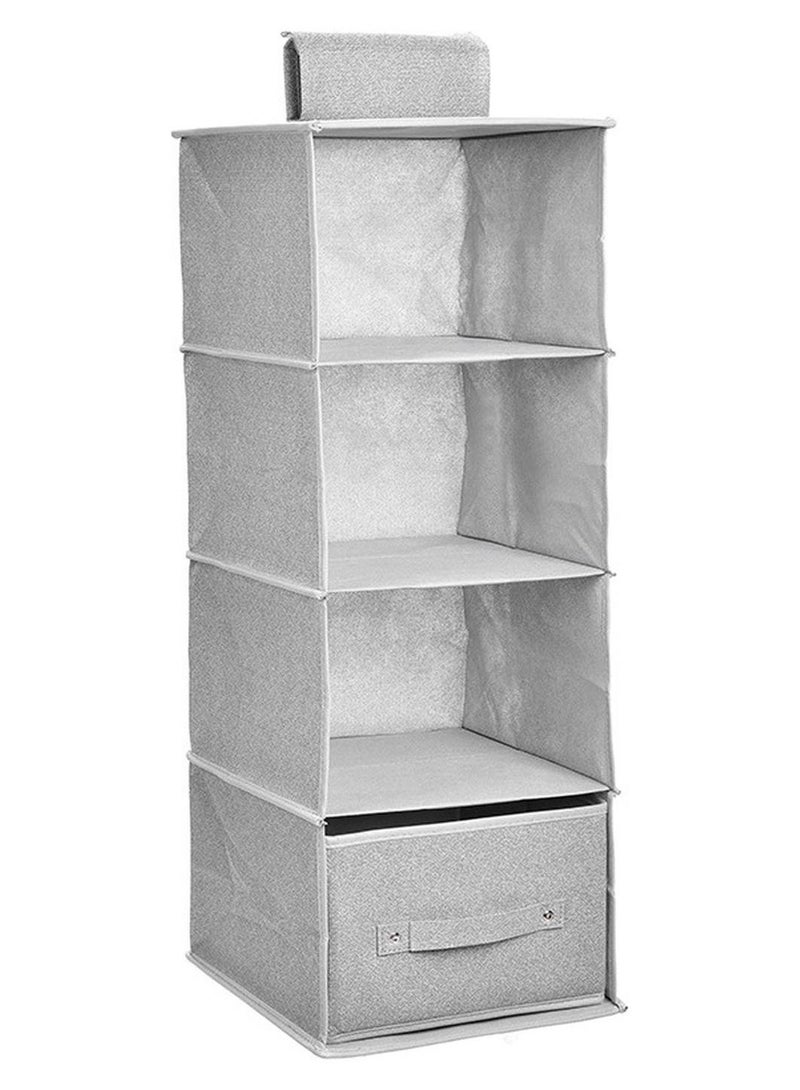 FASHION HOME Hanging Shelf Closet Organizer Storage Box Collapsible Clothes Rack Hanger Accessories 1pc - Image 1