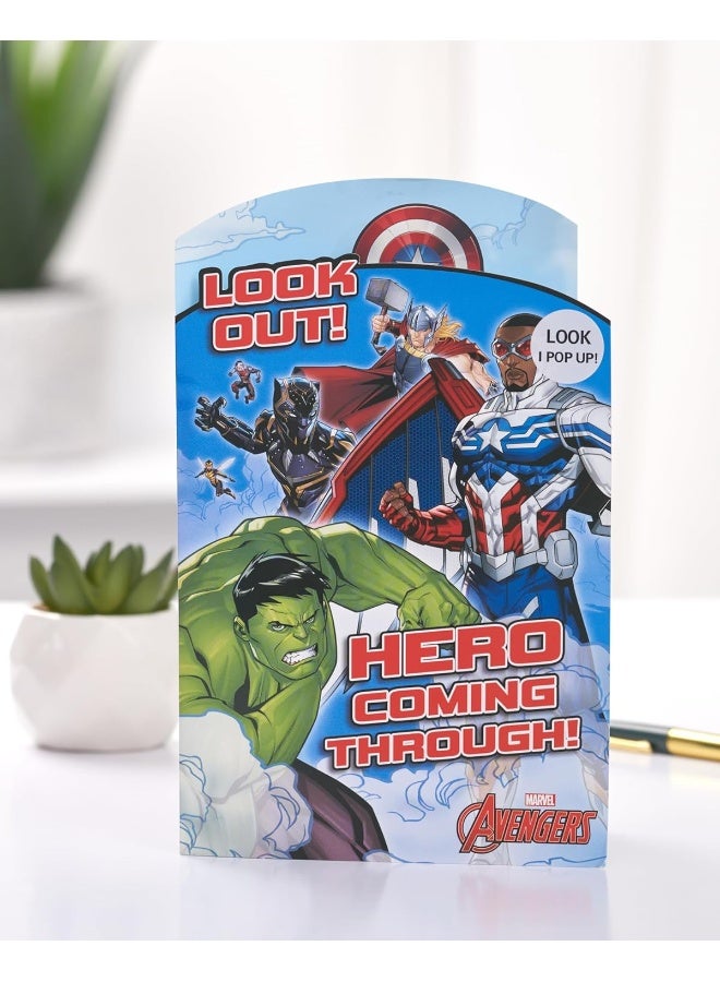 UK Greetings Marvel The Avengers Look Out! Hero Coming Through Pop-up Birthday Card - Image 1