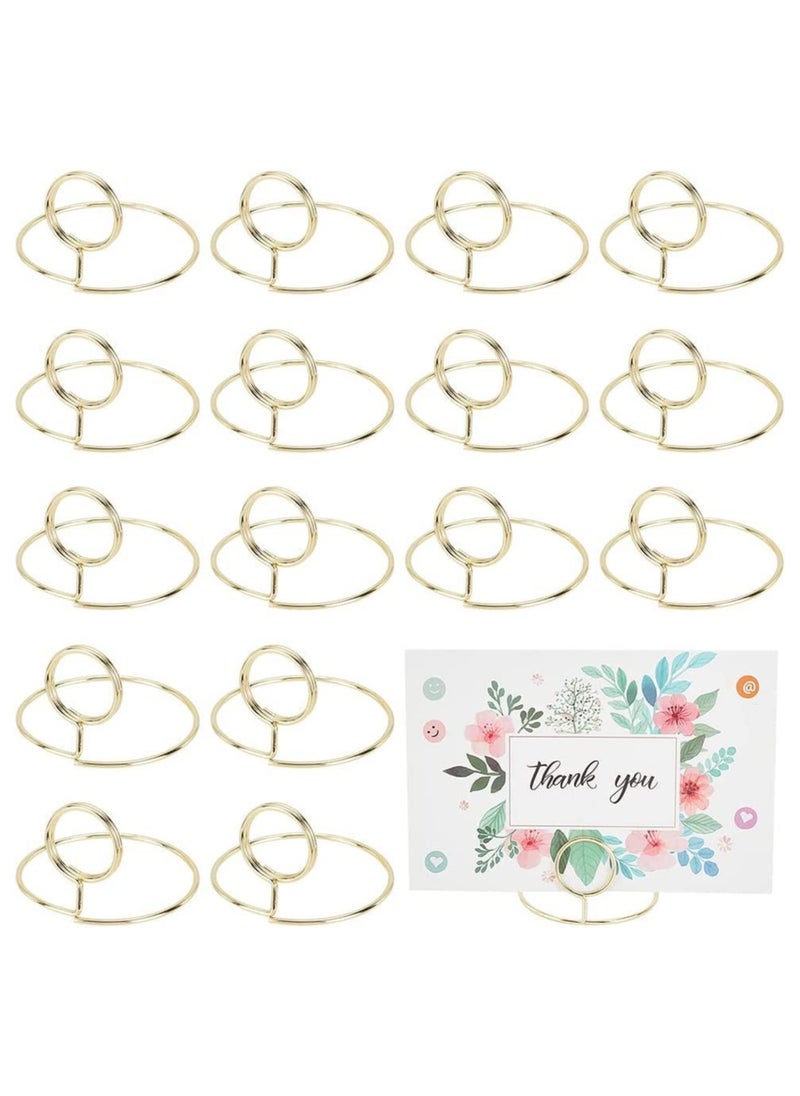 SYOSI 16pcs Table Number Holders Place Card Holder Name Card Sign Stands Golden Photo Holder Pictures Stand Clips Round Alloy for Wedding Party Graduation Reception Decorations Office Memo  - Image 1