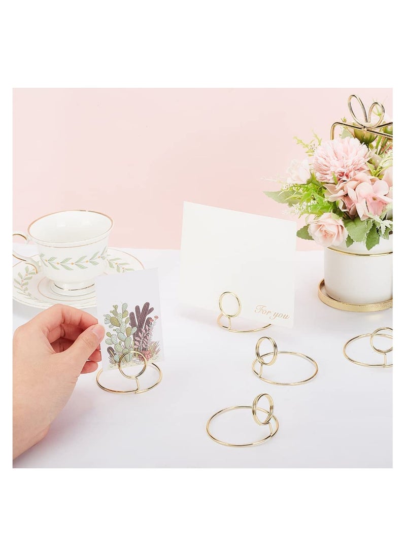 SYOSI 16pcs Table Number Holders Place Card Holder Name Card Sign Stands Golden Photo Holder Pictures Stand Clips Round Alloy for Wedding Party Graduation Reception Decorations Office Memo  - Image 2