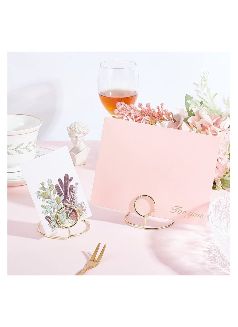 SYOSI 16pcs Table Number Holders Place Card Holder Name Card Sign Stands Golden Photo Holder Pictures Stand Clips Round Alloy for Wedding Party Graduation Reception Decorations Office Memo  - Image 4
