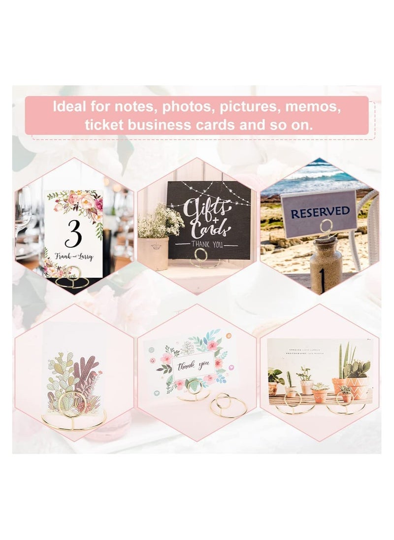 SYOSI 16pcs Table Number Holders Place Card Holder Name Card Sign Stands Golden Photo Holder Pictures Stand Clips Round Alloy for Wedding Party Graduation Reception Decorations Office Memo  - Image 5