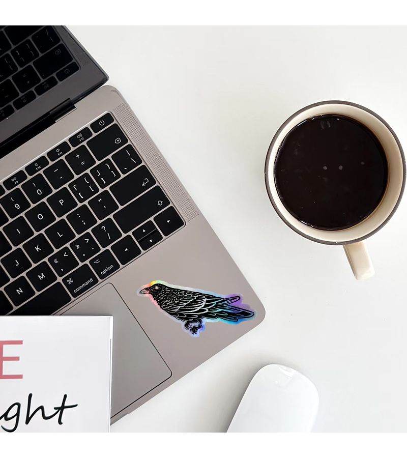 Raven Holographic Sticker 1pc Laptop Decal Waterproof Vintage Vinyl Artist Cool Trippy - Image 4
