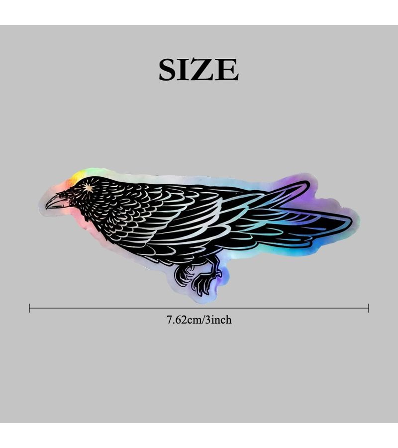 Raven Holographic Sticker 1pc Laptop Decal Waterproof Vintage Vinyl Artist Cool Trippy - Image 2