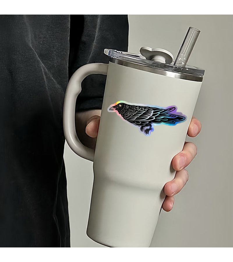Raven Holographic Sticker 1pc Laptop Decal Waterproof Vintage Vinyl Artist Cool Trippy - Image 5