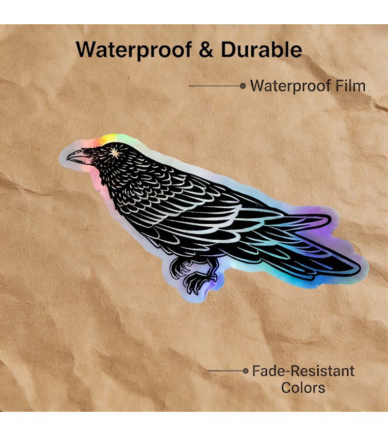 Raven Holographic Sticker 1pc Laptop Decal Waterproof Vintage Vinyl Artist Cool Trippy - Image 1
