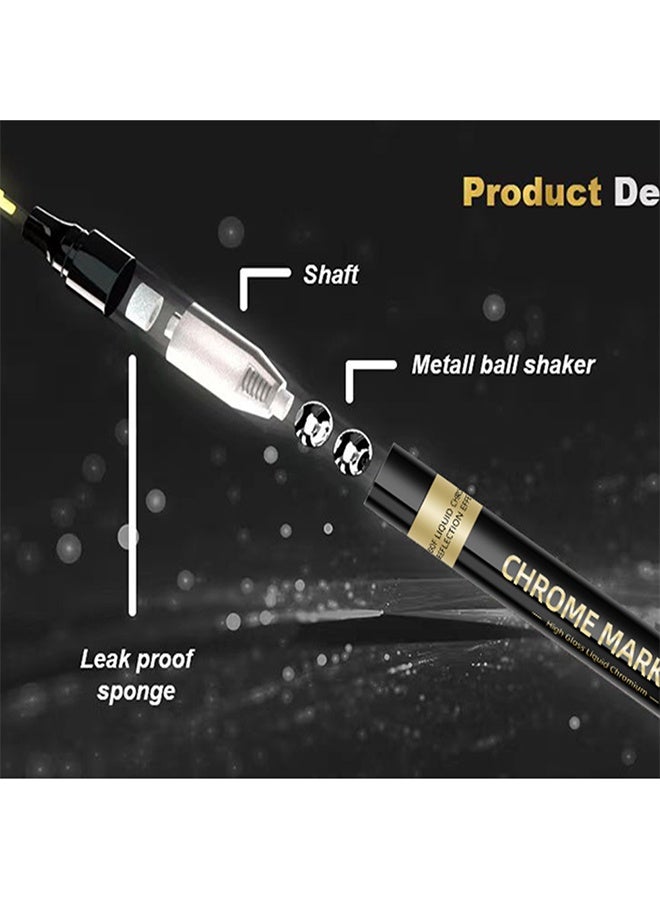 3 أقلام طلاء كروم سائلة لامعة، مثالية للبلاستيك والمعادن والنماذج والمجوهرات وطلاء العجلات، بالإضافة إلى مجموعة أدوات للترميم والإصلاح، ومشاريع فنية يدوية (ذهبي/فضي/نحاسي). - Image 5