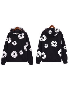 Generic Hip Hop Cotton Hoodie Streetwear Set Black Sweat (White Garment) 