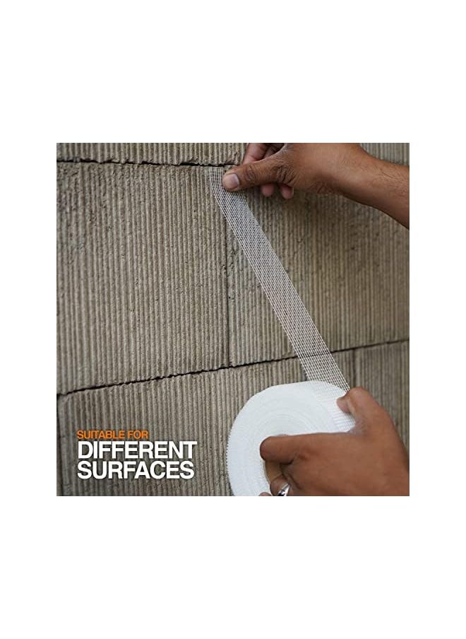 MARKQ - Drywall Joint Tape 5.1 Cm X 82.3 Ms Self Adhesive Fiberglass Mesh Tape For Wall Ceiling Seam Patch Long Plasterboard Scrim Tape - Image 1