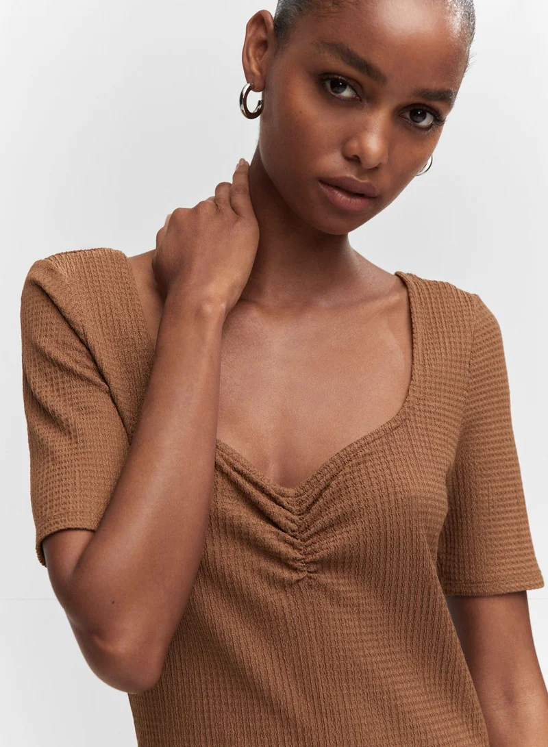 MANGO Ruched Wide Leg Jumpsuit