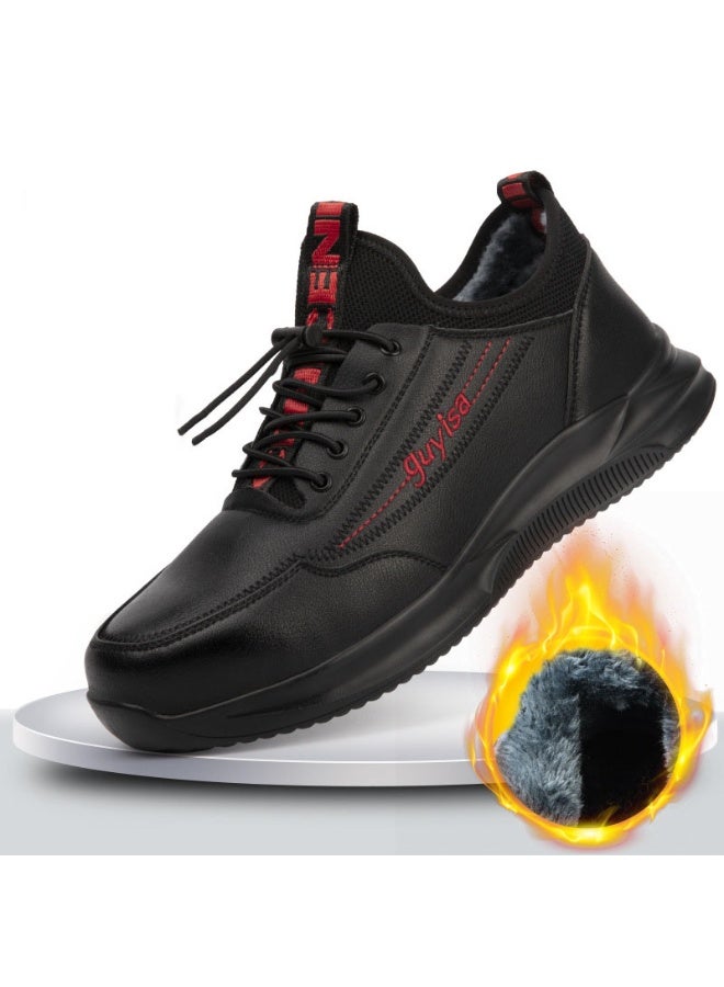NIBEMINENT Winter Warm Fleece Lined High Top Work Shoes Anti Crush Oil Resistant Acid And Alkali Protective Shoes Men's Sulfurized Shoes - Image 1