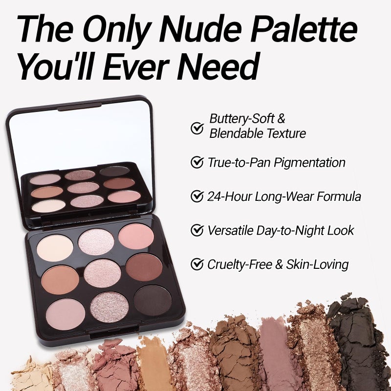 Erinde 9 Colors Nude Eyeshadow Palette, Warm Brown Neutral Eye Shadow Makeup Palette with Mirror, Highly Pigmented Matte Shimmer & Glitter Eyeshadow Long Lasting Blendable for Daily Natural Look - Image 4