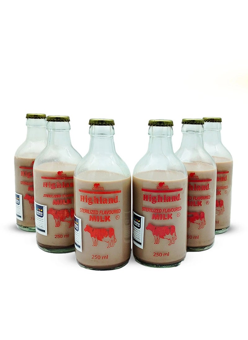 Milco MILCO HIGHLAND CHOCOLATE FLAVOURED STERILIZED MILK 250ML Pack of 06 Bottles Product of Sri Lanka  - Image 1