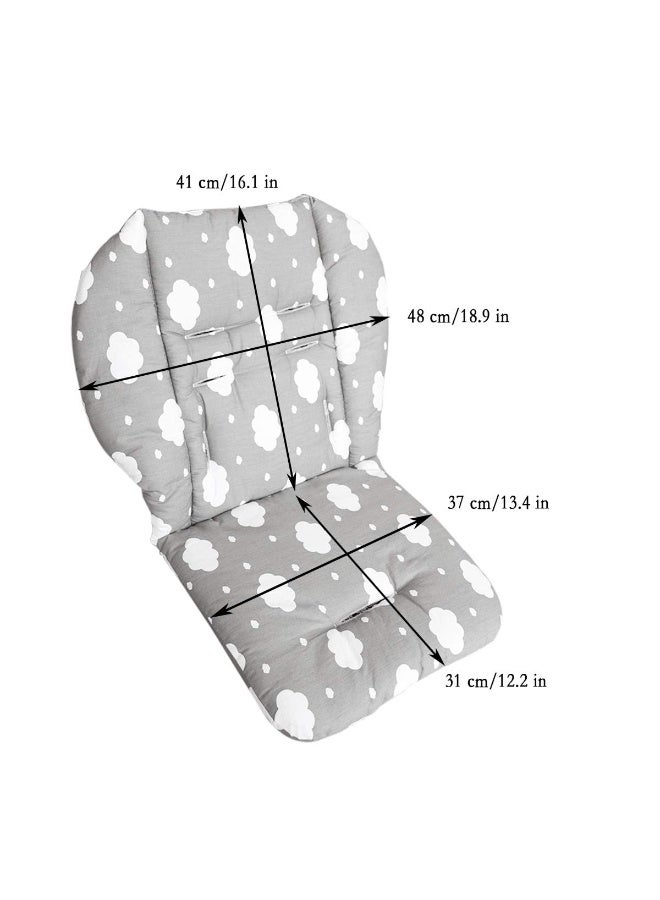 Twoworld Baby High Chair Seat Cushion Liner Mat Pad Cover Resistant and High Chair Straps (5 Point Harness) 1 Suit (Gray Clouds) - Image 4