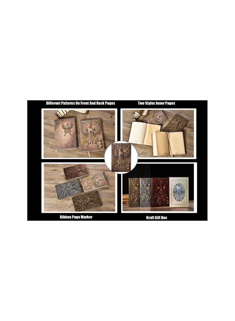 Generic Hardback Notebook A5 Lined, Vintage Leather Journal Notebook, Embossed Handmade Writing Diary, Brown and Ivory s Note Book, Birthday Gift for Women Men Friends Kids, Colorful  - Image 2
