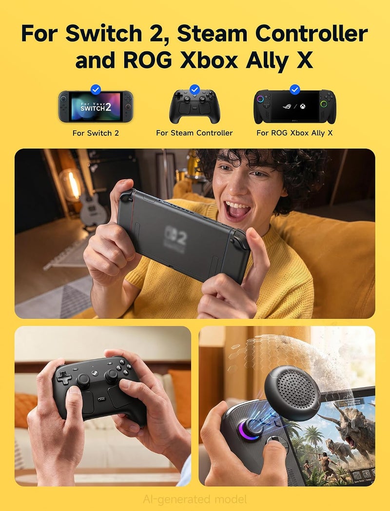 jsaux Thumb Grips for Switch 2 Controller, Switch Thumb Grip Caps, Joycon Grip Button Stick Cover, Ergonomic Design, Compatibility and Durability-Anti-slip upgrade, Black, 3Pairs(6pcs) - Image 2
