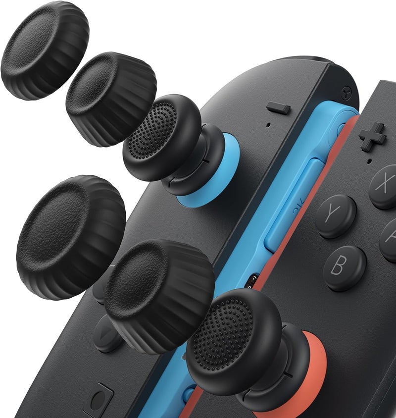 jsaux Thumb Grips for Switch 2 Controller, Switch Thumb Grip Caps, Joycon Grip Button Stick Cover, Ergonomic Design, Compatibility and Durability-Anti-slip upgrade, Black, 3Pairs(6pcs) - Image 1