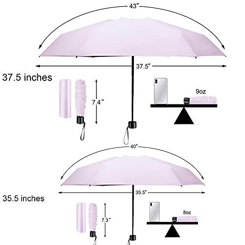TradMall Mini Travel Umbrella, Portable Lightweight Compact Parasol with 95% UV Protection for Sun & Rain, Purple - Image 3