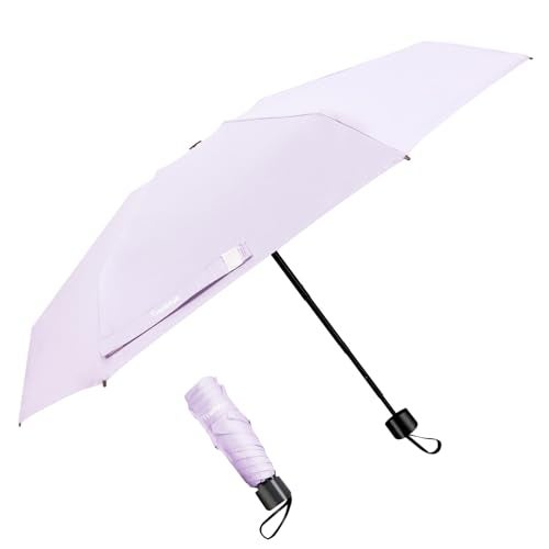 TradMall Mini Travel Umbrella, Portable Lightweight Compact Parasol with 95% UV Protection for Sun & Rain, Purple - Image 1