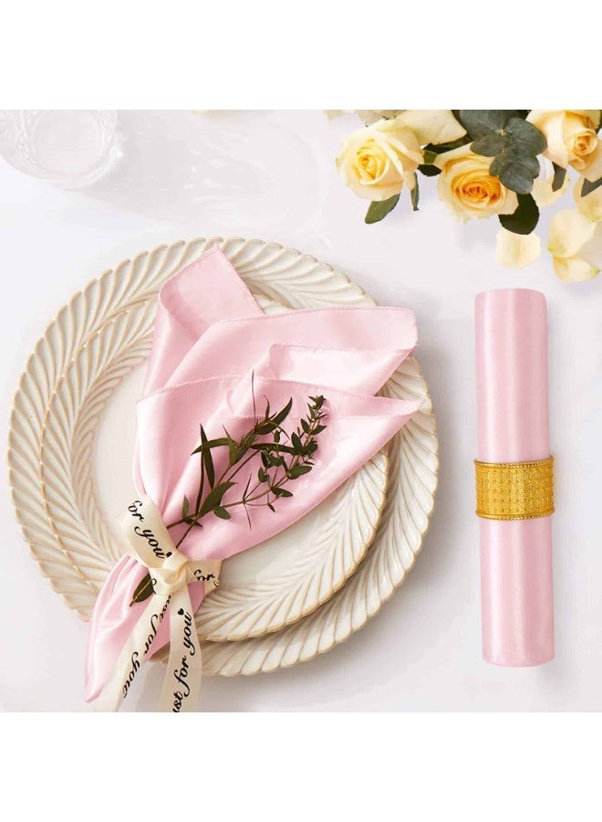 baytella Satin Cloth Napkins 12 Pack 43x43cm Washable Reusable Smooth Silk Feel Fabric Dinner Table Napkins for Weddings Parties Banquets Events Light Pink - Image 5