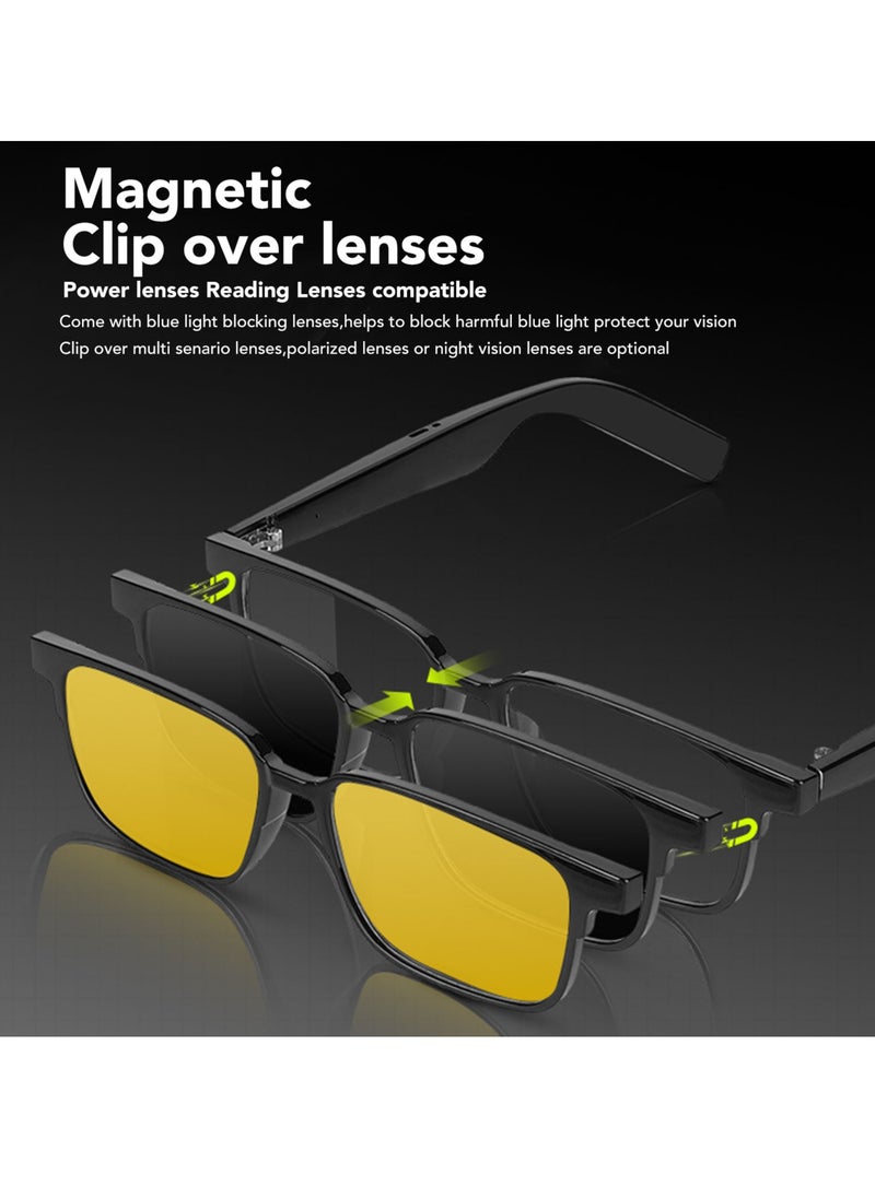 Generic Smart Glasses Wireless IP5 Waterproof Open Ear Speaker Dual Microphones Voice Control BT 5.3 Unisex Smart Sunglasses with Polarized Night Vision Lens  - Image 2