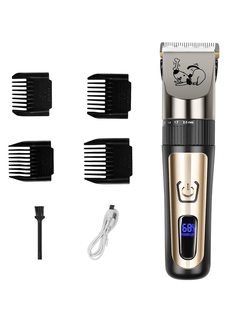 عام ماكينة قص الكلاب، ماكينة حلاقة كهربائية لاسلكية منخفضة الضوضاء وقابلة لإعادة الشحن، مشط قص قابل للتعديل وشفرات قابلة للفصل، مناسبة للكلاب والقطط والحيوانات الأليفة - Image 1
