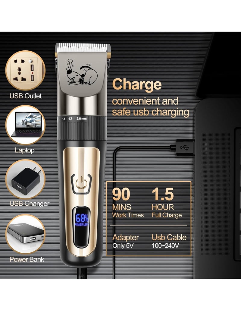 عام ماكينة قص الكلاب، ماكينة حلاقة كهربائية لاسلكية منخفضة الضوضاء وقابلة لإعادة الشحن، مشط قص قابل للتعديل وشفرات قابلة للفصل، مناسبة للكلاب والقطط والحيوانات الأليفة - Image 2