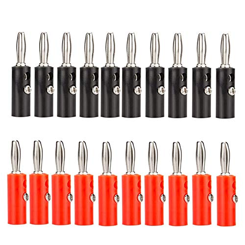DIYhz Audio Speaker Cable Connector,20 Pcs 4mm Audio Speaker Wire Cable Screw Banana Plug Connector Black&Red - Image 5