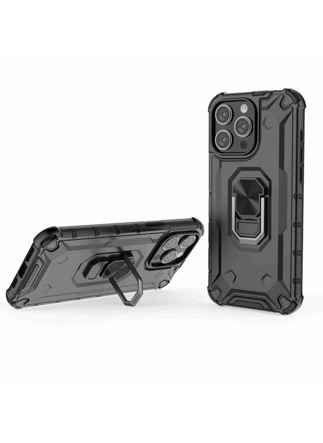 Generic Case Cover For iPhone 13 Pro Ice Armor Series Ring Holder Phone Case Black 