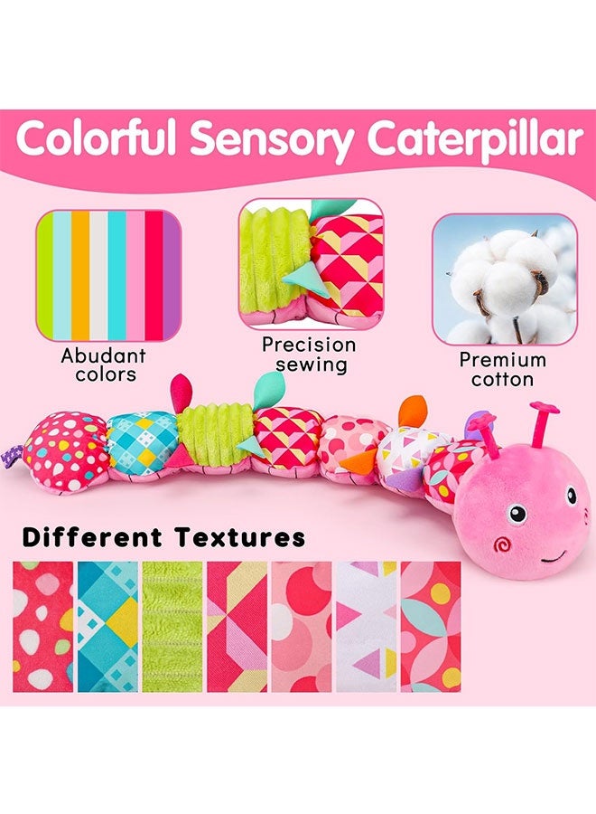 Baby Sensory Toy 0-6 Month Music Animal Stuffed Plush Caterpillar Toy for Infant 0-3-6 Month Tummy Time with Baby Mirror Crinkle Rattle for 6-12 Month Carseat Toy for Newborn Boys Girls Shower Gifts - Image 3