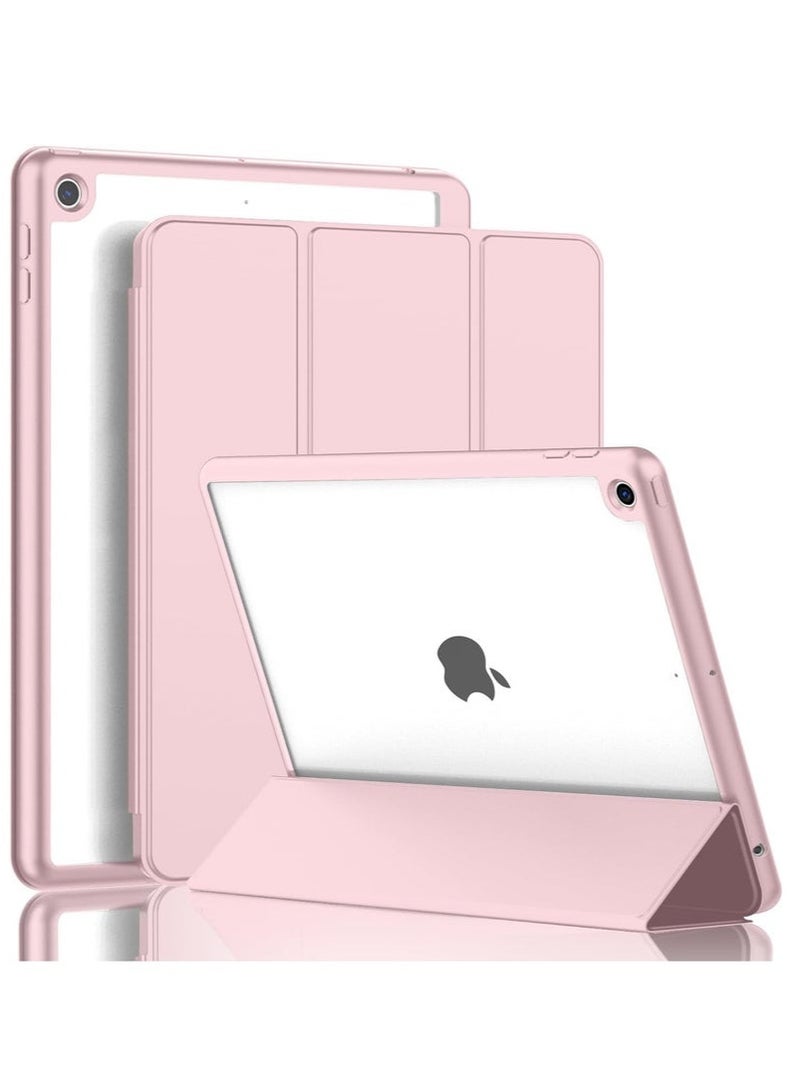 DUSALA iPad 10.2-Inch Case for 9th, 8th & 7th Generation – Rose Gold Pink Slim Stand Cover with Apple Pencil Holder, Auto Wake/Sleep, and Clear Transparent Shockproof Back – Stylish Protective Case for iPad 2021/2020/2019 – Lightweight & Elegant Design - Image 1