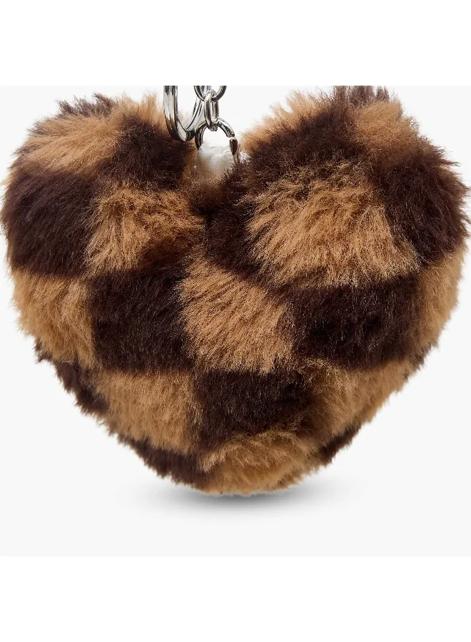 Lifestyle Key Chain-Heart Pompom Charm-Animal Print-- (Plush) Mix \ 9.5X9X5