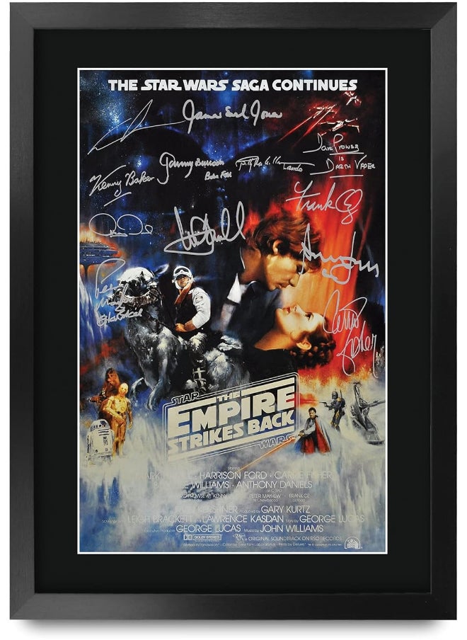 HWC Trading HWC Trading Star Wars - The Empire Strikes Back Movie Poster Cast Signed 16 x 12 inch Framed Gift Printed Autograph Film Print Photo Picture Display - 16" x 12" Framed  - Image 1