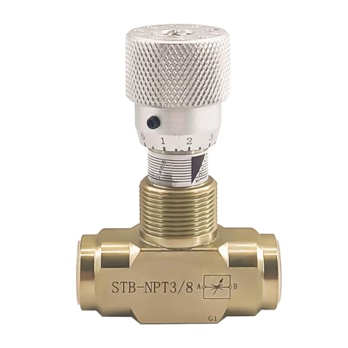 LOSTAR Straight Flow Control Needle Valve for Hydraulic System HeavyDuty Carbon Steel Pressure Fittings with 38 NPT Connection and Rotatable Knob - Image 1