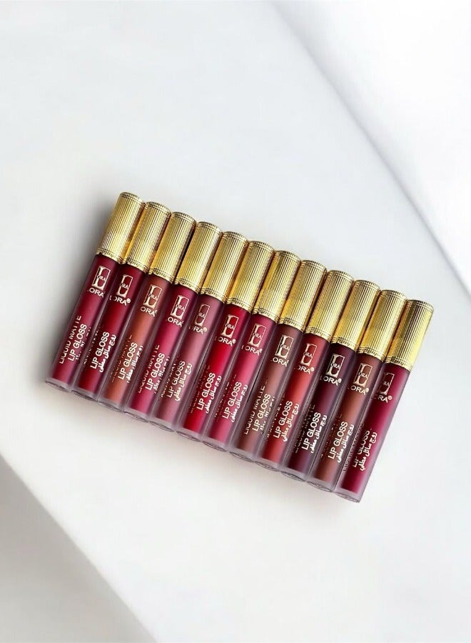 LORA Fuel Lipstick Set  12 colors with a luxurious gold fixed cap - Image 3