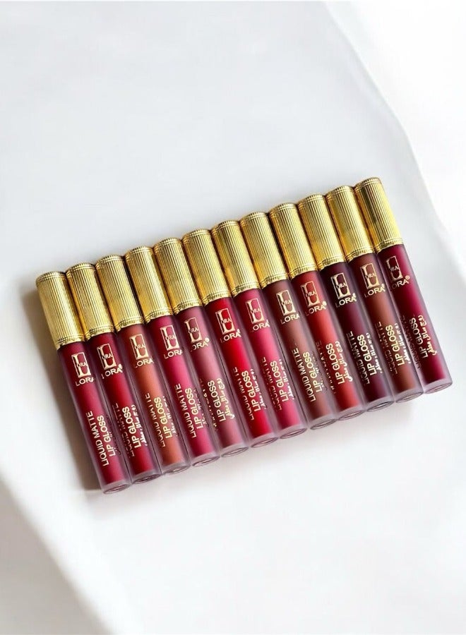 LORA Fuel Lipstick Set  12 colors with a luxurious gold fixed cap - Image 1