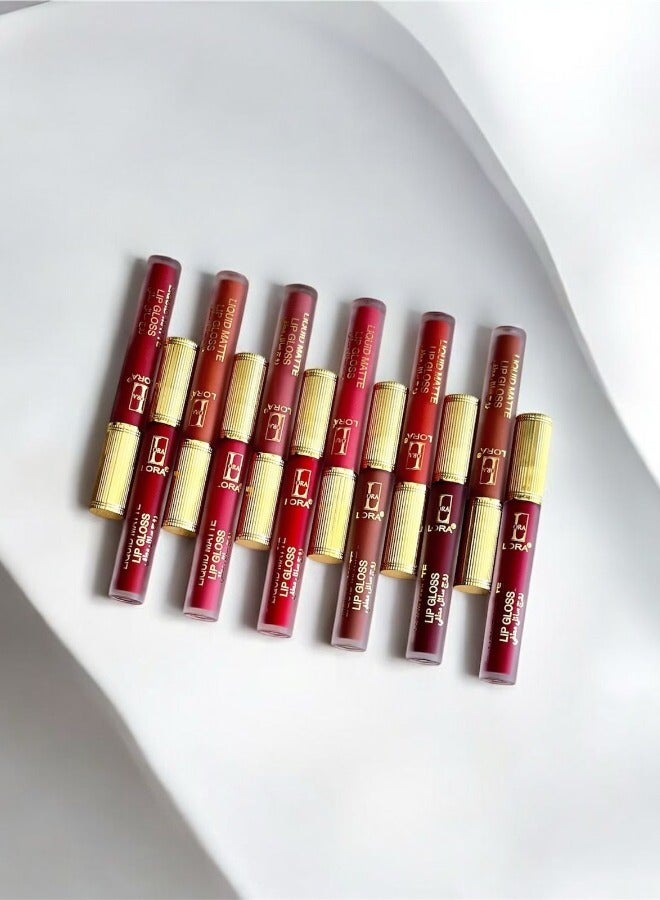 LORA Fuel Lipstick Set  12 colors with a luxurious gold fixed cap - Image 2