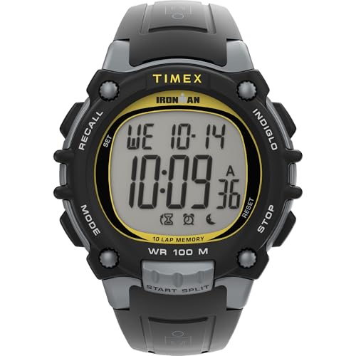 Timex Mens Ironman Triathlon Classic 10 44mm Watch Black Strap Digital Dial Gray Case - Image 1