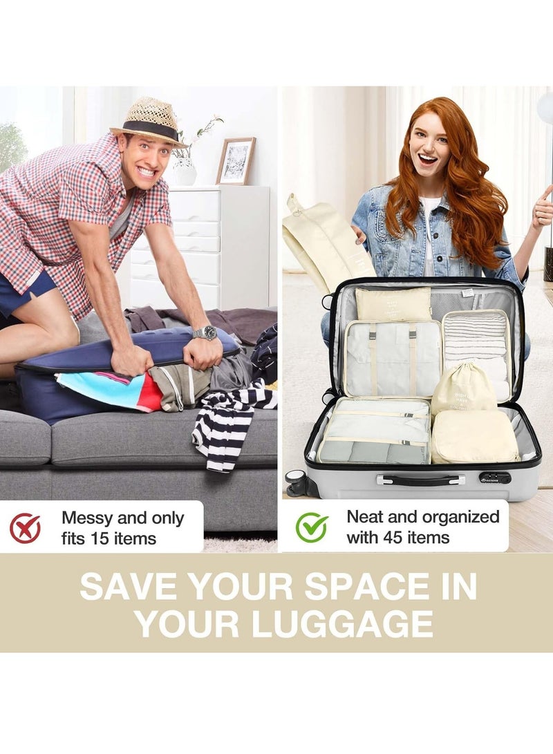 7-Piece Luggage Packing Organizers Set – Travel Packing Cubes with Shoe Bag, Cosmetics Bag, Clothing Organizers, Compression Packing Cubes, Travel Accessories for Easy Organization, Luggage Organizer Set, Space-Saving Travel Solution, Packing Cube Set for Suitcase, Carry-On, Travel Gear - Image 3