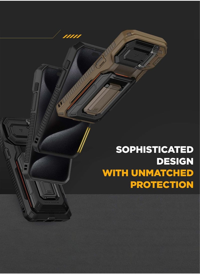 VRS Design D-Wallet Origin iPhone 15 Pro MAX Case Cover Wallet with Semi Automatic Credit Card Holder Slot [3 Cards] & Camera Lens Protector Kickstand - Black  - Image 4