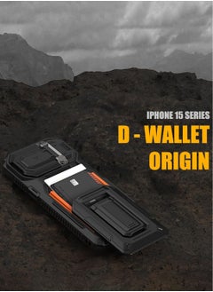 VRS Design D-Wallet Origin iPhone 15 Pro MAX Case Cover Wallet with Semi Automatic Credit Card Holder Slot [3 Cards] & Camera Lens Protector Kickstand - Black  - Image 3