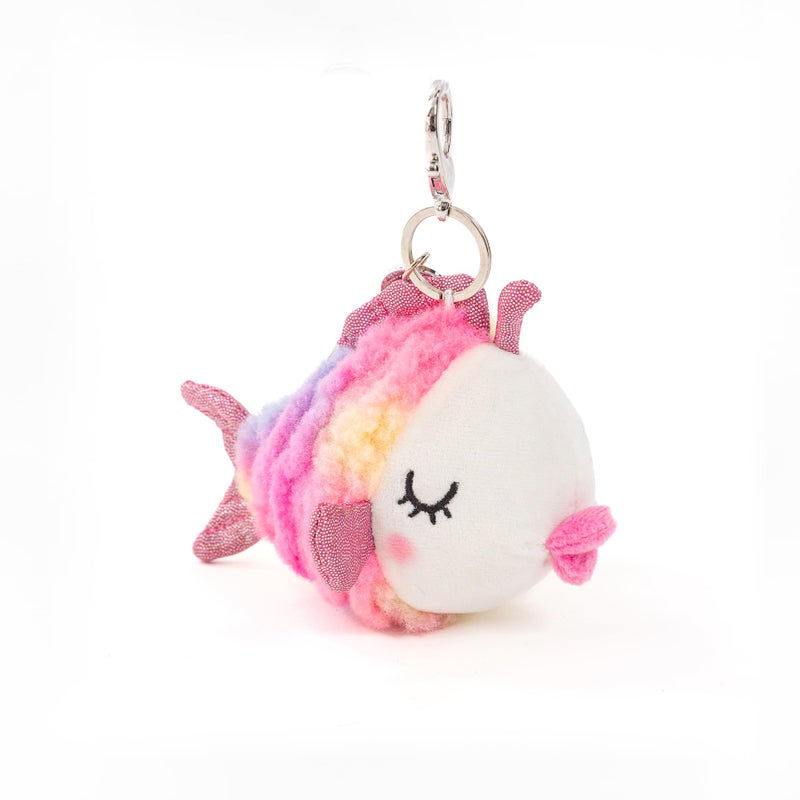 Plushland Magnetic Kissing Fish Pair - Bubbles & Daisy Rainbow Plush Keychain Set, Vibrant Couple Gift with Heart Charm, Kawaii Stuffed Animals for Love & Friendship 4 Inches (Kissing Fish Pair) - Image 2