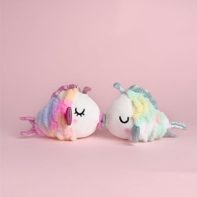 Plushland Magnetic Kissing Fish Pair - Bubbles & Daisy Rainbow Plush Keychain Set, Vibrant Couple Gift with Heart Charm, Kawaii Stuffed Animals for Love & Friendship 4 Inches (Kissing Fish Pair) - Image 5